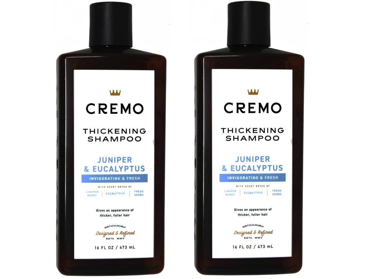 Cremo Barber Grade Verdickende Shampoo für feines oder dünner werdendes Haar, Wacholder & Eukalyptus, 2 x 473 ml