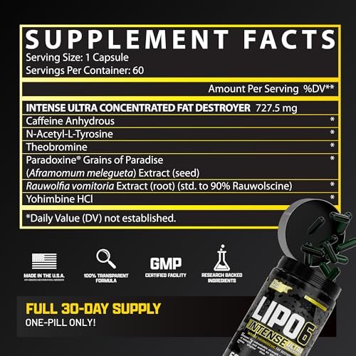 Nutrex Research Lipo6 Black Intense Ultra Concentrate – Thermogener Fettverbrenner für Männer und Frauen | Diät-Gewichtsverlust & Appetitzügler | 60 Kapseln