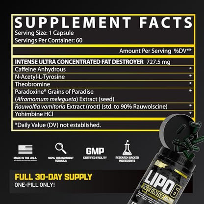 Nutrex Research Lipo6 Black Intense Ultra Concentrate – Thermogener Fettverbrenner für Männer und Frauen | Diät-Gewichtsverlust & Appetitzügler | 60 Kapseln