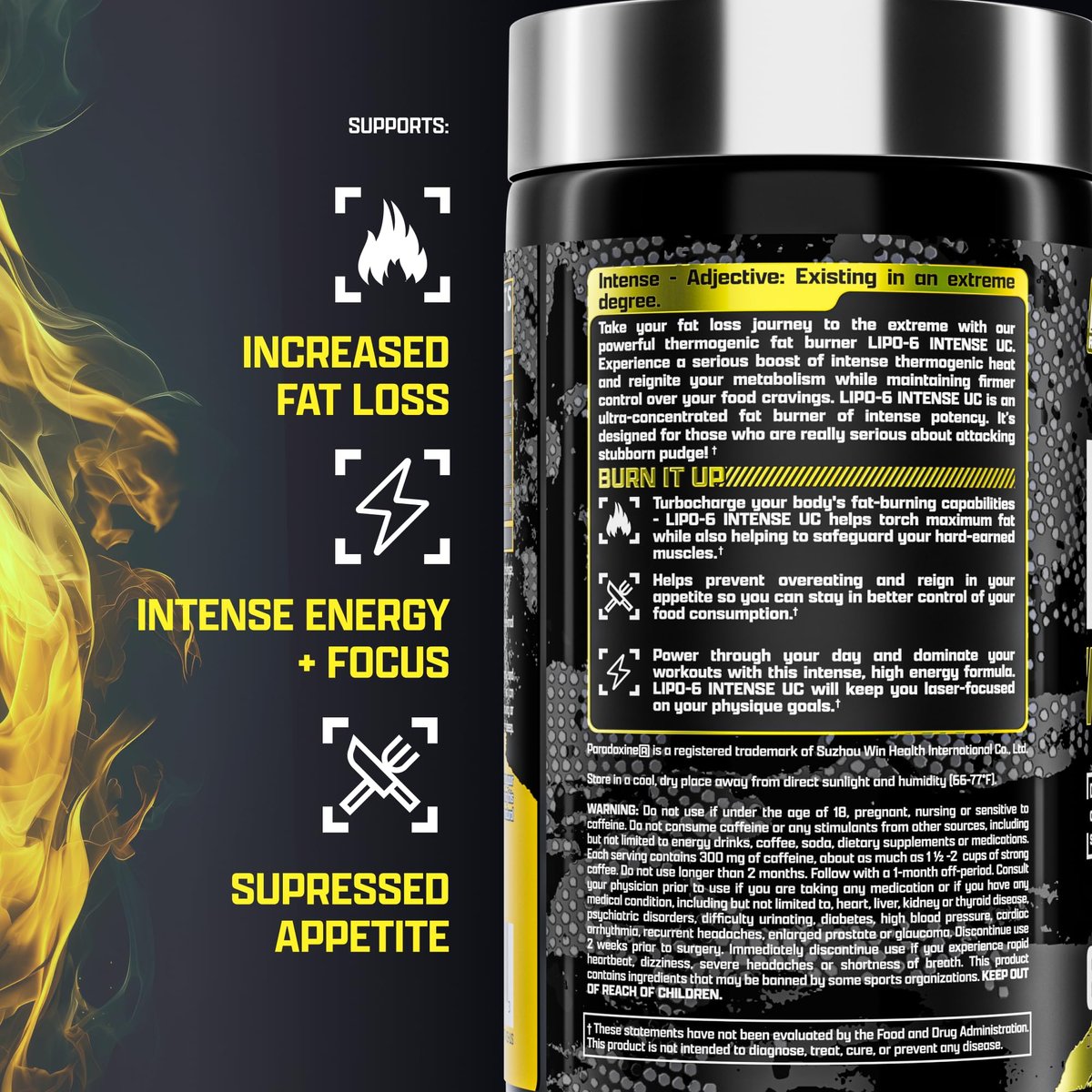 Nutrex Research Lipo6 Black Intense Ultra Concentrate – Thermogener Fettverbrenner für Männer und Frauen | Diät-Gewichtsverlust & Appetitzügler | 60 Kapseln