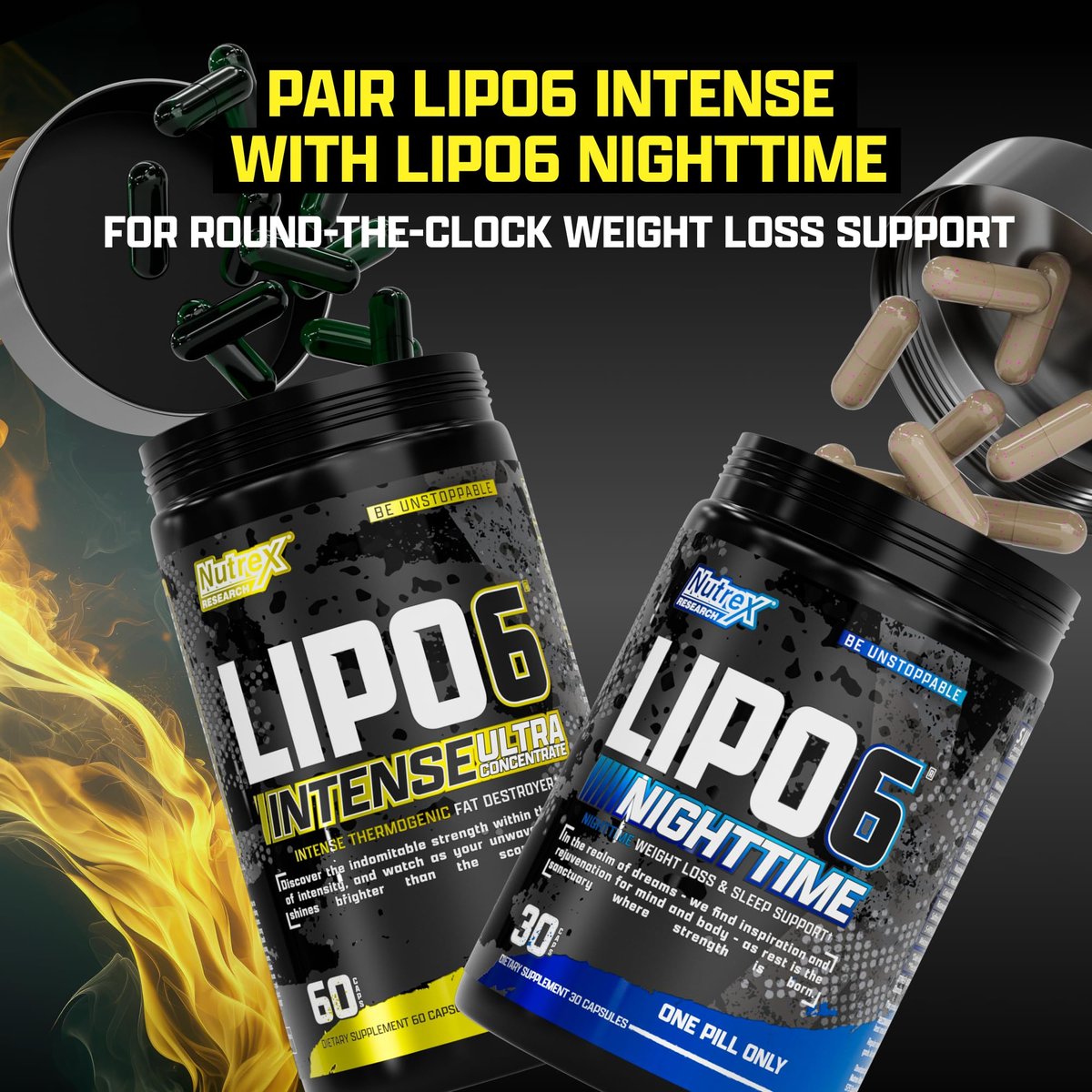 Nutrex Research Lipo6 Black Intense Ultra Concentrate – Thermogener Fettverbrenner für Männer und Frauen | Diät-Gewichtsverlust & Appetitzügler | 60 Kapseln
