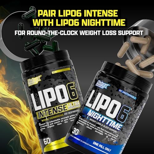 Nutrex Research Lipo6 Black Intense Ultra Concentrate – Thermogener Fettverbrenner für Männer und Frauen | Diät-Gewichtsverlust & Appetitzügler | 60 Kapseln