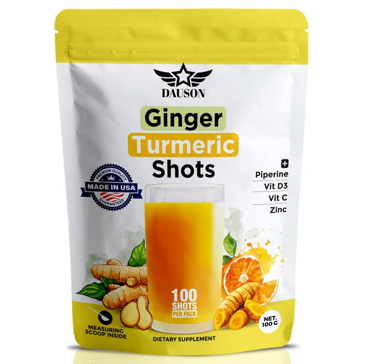 Ginger Turmeric Shots mit Piperin, Vitaminen, Zink & Kräutern | Unterstützt Gelenke, Herz, Gehirn, Darm & Haut | Stärkt Immunsystem & Energie | 100 Portionen