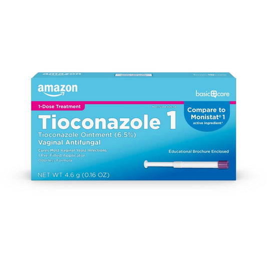 Tioconazol Creme 6,5 % – 1-Dosis Vaginalcreme gegen Scheidenpilz, Schnelle Linderung, Fertig-Applikator, Geruchslos, 0,16 Unze (1er-Pack)