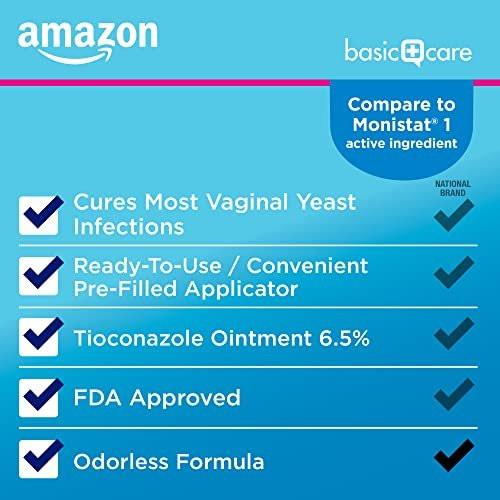 Tioconazol Creme 6,5 % – 1-Dosis Vaginalcreme gegen Scheidenpilz, Schnelle Linderung, Fertig-Applikator, Geruchslos, 0,16 Unze (1er-Pack)