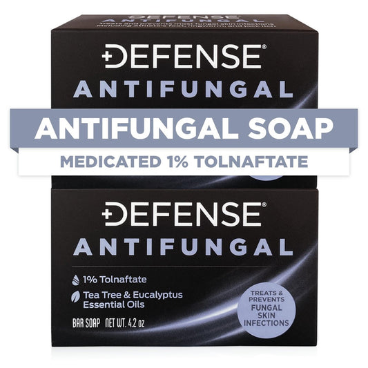 Defense Antifungal Bar Seife 2er-Pack | Behandlung von Jock Itch, Ringworm, Fußpilz, Hautpilz | Medizinisches Antimykotikum (Zwei Stücke, ohne Etui)