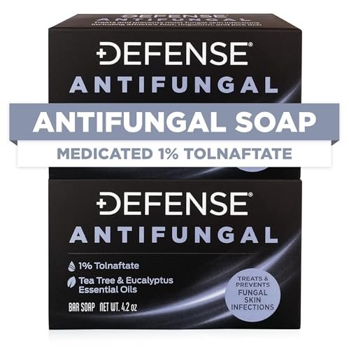 Defense Antifungal Bar Seife 2er-Pack | Behandlung von Jock Itch, Ringworm, Fußpilz, Hautpilz | Medizinisches Antimykotikum (Zwei Stücke, ohne Etui)
