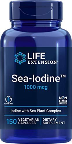 Life Extension Sea-Iodine Kapseln, 1000 mcg, 150 vegane Kapseln, natürliches Jodpräparat aus Kelp und Blasentang