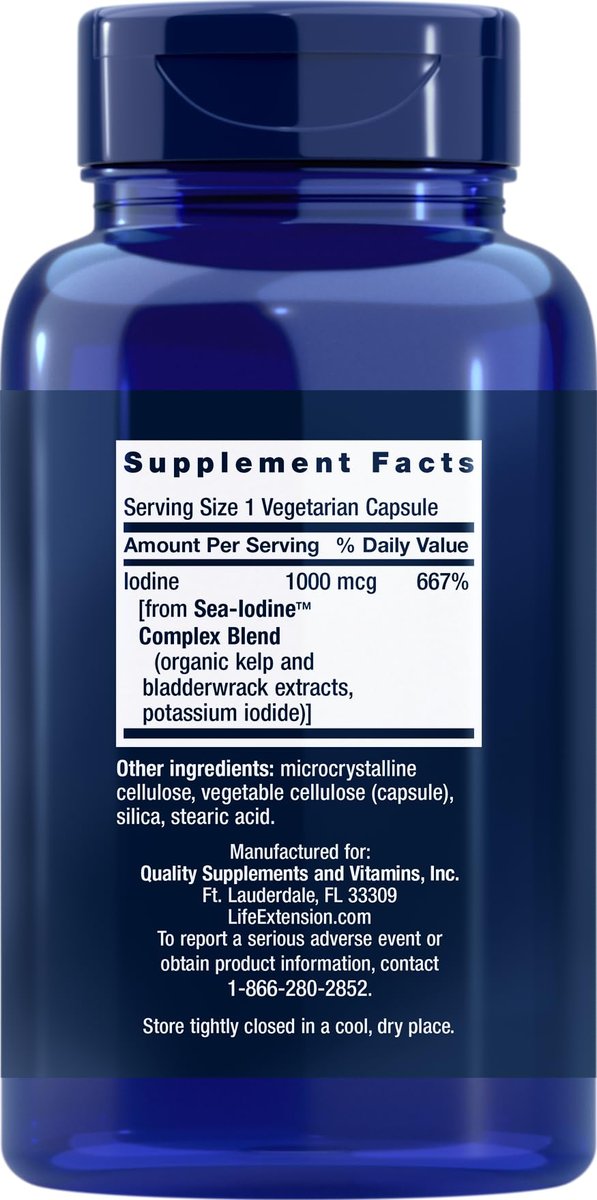 Life Extension Sea-Iodine Kapseln, 1000 mcg, 150 vegane Kapseln, natürliches Jodpräparat aus Kelp und Blasentang