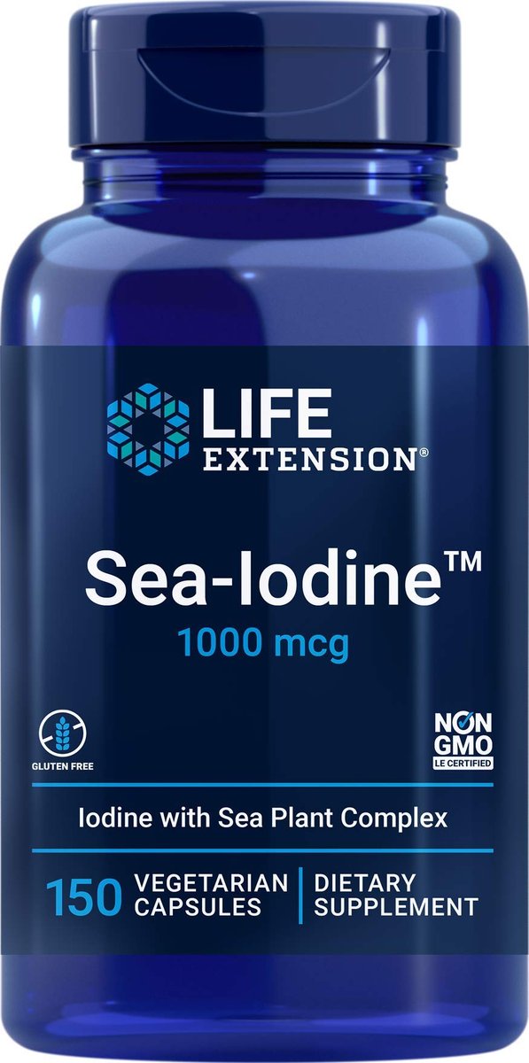 Life Extension Sea-Iodine Kapseln, 1000 mcg, 150 vegane Kapseln, natürliches Jodpräparat aus Kelp und Blasentang
