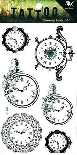 PP TATTOO 1 Blatt Süße Uhr-Aufkleber Tattoos Wasserübertragung Temporäre Tätowierung Wasserfest Körper Arm Bein Kunst Aufkleber für Frauen Männer