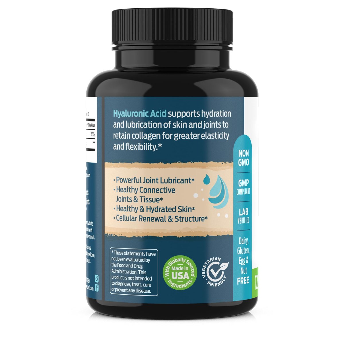 ForestLeaf Hyaluronsäure Kapseln | 100mg hoch bioverfügbares Hyaluron + 50mg Vitamin C | Für Hautfeuchtigkeit, Gelenkschmierung, Anti-Aging, Haare & Nägel | 120 Kapseln
