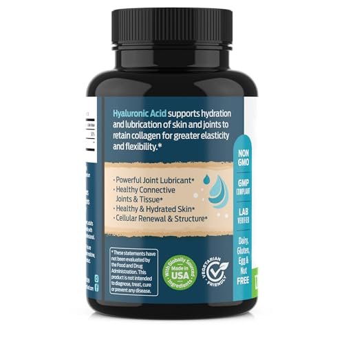 ForestLeaf Hyaluronsäure Kapseln | 100mg hoch bioverfügbares Hyaluron + 50mg Vitamin C | Für Hautfeuchtigkeit, Gelenkschmierung, Anti-Aging, Haare & Nägel | 120 Kapseln