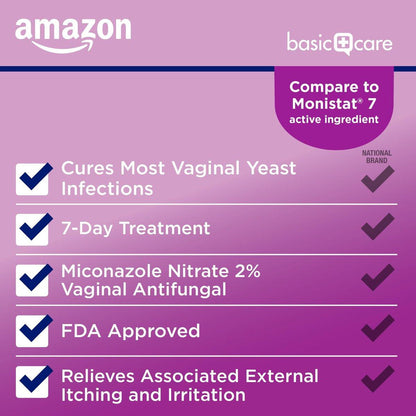 Miconazol 7 Vaginalcreme gegen Hefepilzinfektionen – 2% Miconazolnitrat, 7-Tage-Behandlung, 45 g (1,59 Unzen)