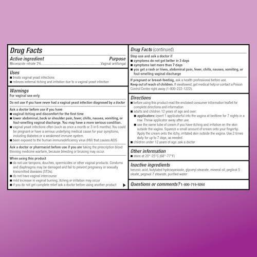 Miconazol 7 Vaginalcreme gegen Hefepilzinfektionen – 2% Miconazolnitrat, 7-Tage-Behandlung, 45 g (1,59 Unzen)