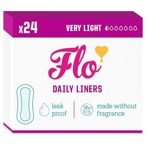 Flo Daily Liners (24er Pack) – Organische Bambus Slipeinlagen für Damen – Sehr leichter Ausfluss – Verpackt, ultradünn – Saugfähig, weich & atmungsaktiv – Duftfrei – Vegan & tierversuchsfrei
