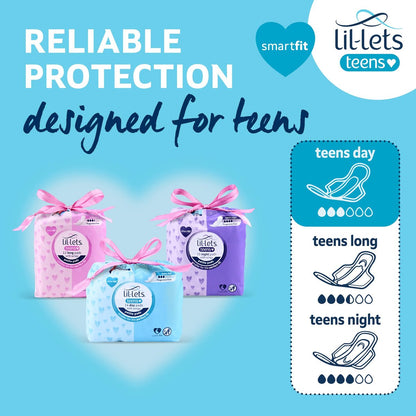 Lil-Lets Teens Binden mit Flügeln – 70 Stück Periodenbinden, dünn, saugstark, weich & atmungsaktiv, parfümfrei – für die erste Periode, leichte bis mittlere Tage