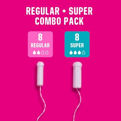 FLO Bio-Baumwoll-Tampons ohne Applikator – 16 Stück (8 Regular, 8 Super) – Auslaufsicher, chlorfrei gebleicht, vegan & tierversuchsfrei