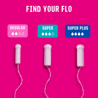 FLO Bio-Baumwoll-Tampons ohne Applikator – 16 Stück (8 Regular, 8 Super) – Auslaufsicher, chlorfrei gebleicht, vegan & tierversuchsfrei