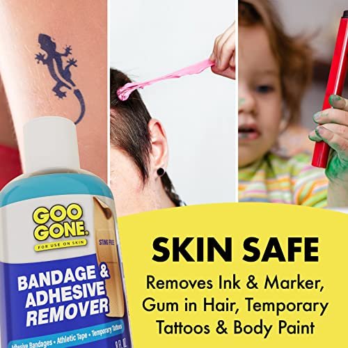 Goo Gone Hautkleber-Entferner – Sichere und schmerzfreie Entfernung von klebrigen Rückständen von kontinuierlichen Glukosemonitoren, KT Tape, medizinischem Klebeband, Herzfrequenzmessern, Insulinpumpen, 237 ml