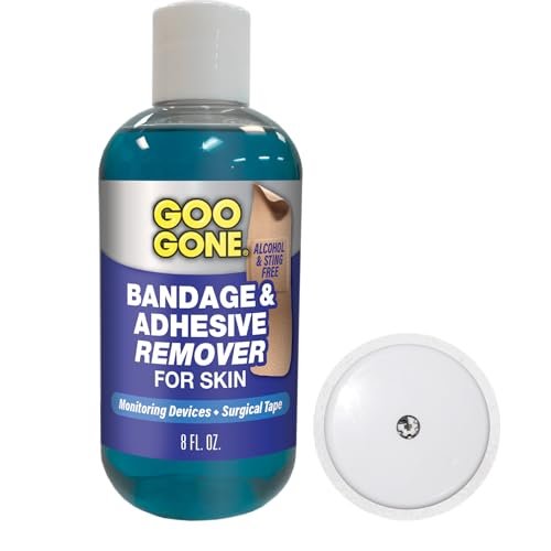 Goo Gone Hautkleber-Entferner – Sichere und schmerzfreie Entfernung von klebrigen Rückständen von kontinuierlichen Glukosemonitoren, KT Tape, medizinischem Klebeband, Herzfrequenzmessern, Insulinpumpen, 237 ml