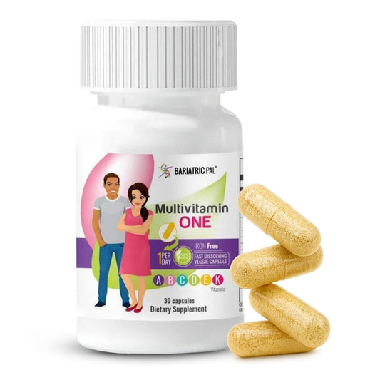 BariatricPal Multivitamin ONE 1 pro Tag! Bariatrisches Multivitamin Kapsel ohne Eisen | Leicht zu schlucken | Vitamin für Patienten nach bariatrischer Operation | 30 Kapseln (1 Monatsvorrat)