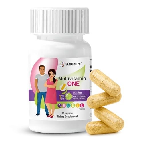 BariatricPal Multivitamin ONE 1 pro Tag! Bariatrisches Multivitamin Kapsel ohne Eisen | Leicht zu schlucken | Vitamin für Patienten nach bariatrischer Operation | 30 Kapseln (1 Monatsvorrat)
