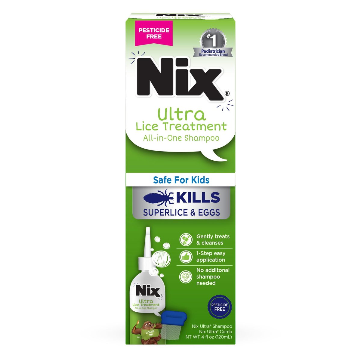Nix Ultra Superlice Behandlung – All-in-One Shampoo gegen Kopfläuse mit Nissenkamm, 118 ml