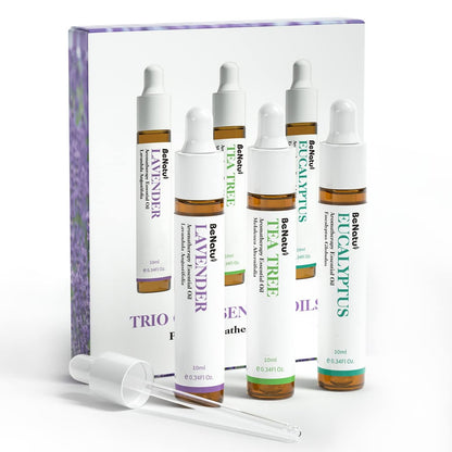 Benatu Ätherische Öle Set (Teebaum, Lavendel, Eukalyptus) für Zuhause – Bio-Entspannungsduft, Aromatherapie-Geschenk für Frauen und Männer, natürlicher Duft für Hautpflege, Körper-Massage, Diffuser 3er-Pack