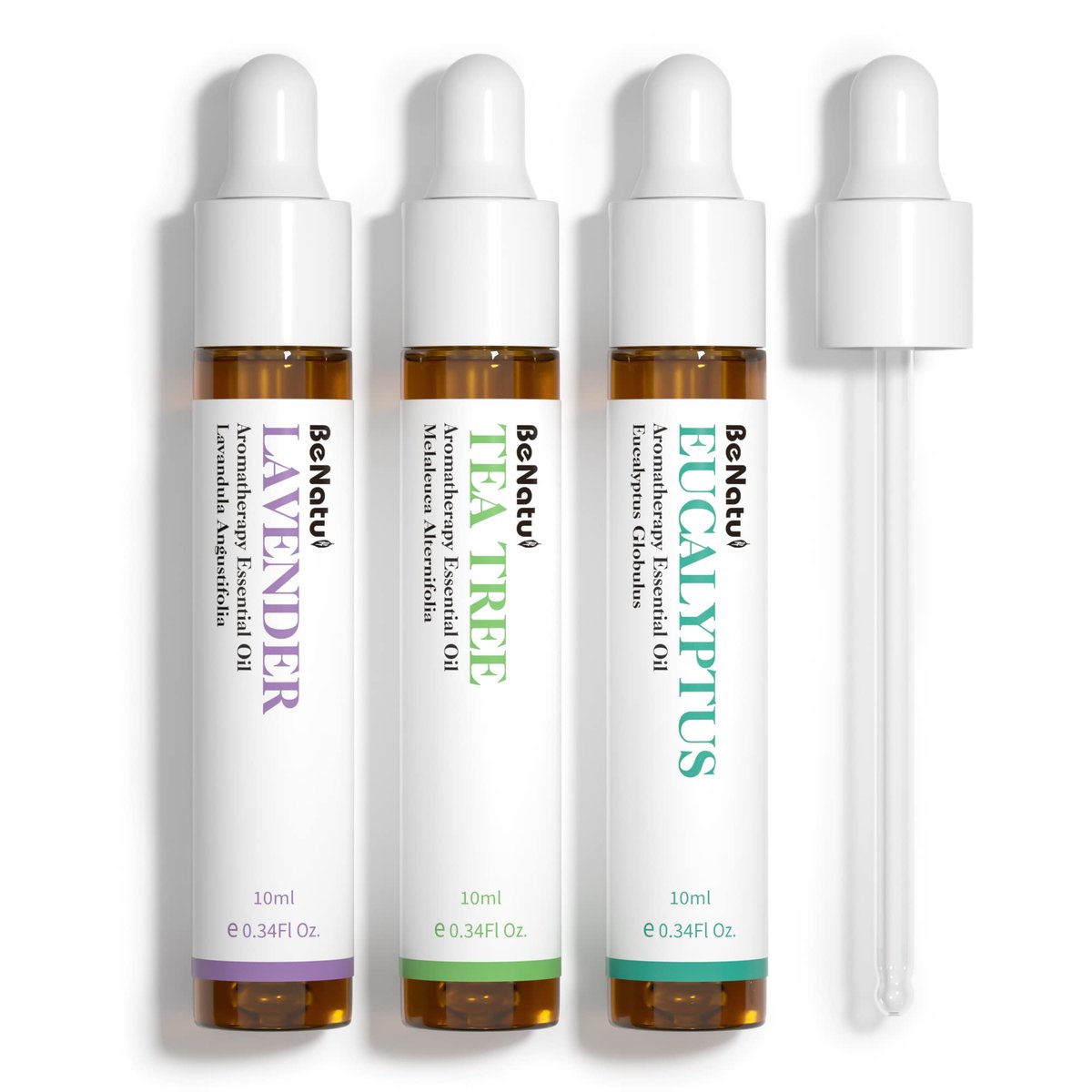 Benatu Ätherische Öle Set (Teebaum, Lavendel, Eukalyptus) für Zuhause – Bio-Entspannungsduft, Aromatherapie-Geschenk für Frauen und Männer, natürlicher Duft für Hautpflege, Körper-Massage, Diffuser 3er-Pack
