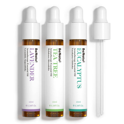 Benatu Ätherische Öle Set (Teebaum, Lavendel, Eukalyptus) für Zuhause – Bio-Entspannungsduft, Aromatherapie-Geschenk für Frauen und Männer, natürlicher Duft für Hautpflege, Körper-Massage, Diffuser 3er-Pack