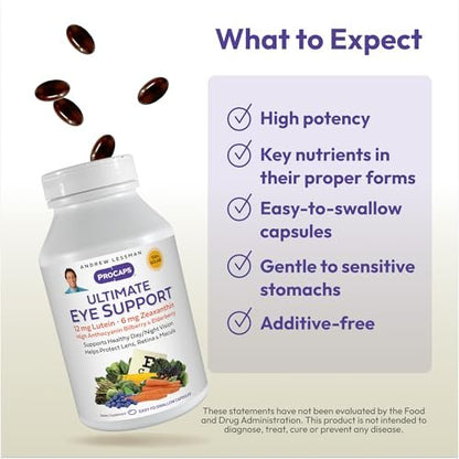Andrew Lessman Ultimate Eye Support – 30 Softgels mit Lutein, Zeaxanthin & Heidelbeere für gesunde Augen