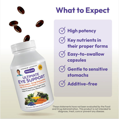 Andrew Lessman Ultimate Eye Support – 30 Softgels mit Lutein, Zeaxanthin & Heidelbeere für gesunde Augen
