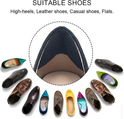 Dr.Foot Fersenschutz für Damen und Herren, Selbstklebende Fersenpolster Einlagen gegen Rutschen, Reiben, Blasen, Fußschmerzen und zur Verbesserung der Schuhpassform - 2 Paar + Extra 1 Schuhanzieher (Schwarz)