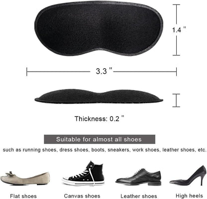 Dr.Foot Fersenschutz für Damen und Herren, Selbstklebende Fersenpolster Einlagen gegen Rutschen, Reiben, Blasen, Fußschmerzen und zur Verbesserung der Schuhpassform - 2 Paar + Extra 1 Schuhanzieher (Schwarz)