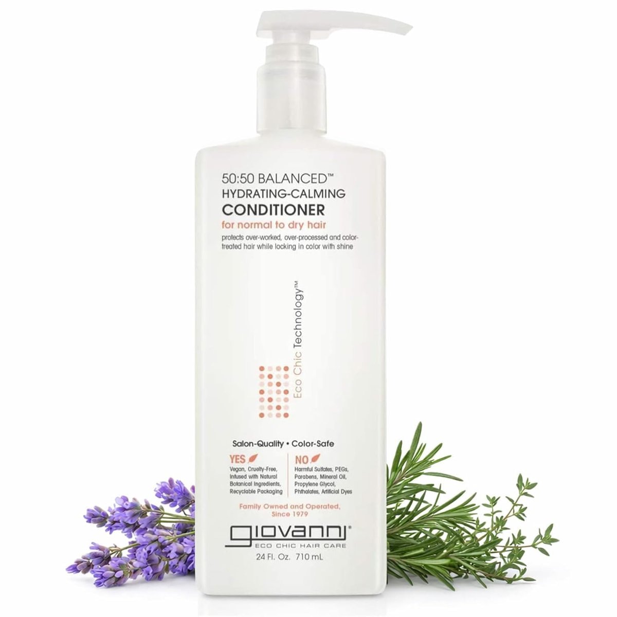 GIOVANNI ECO CHIC 50:50 Ausgleichender Feuchtigkeits-Conditioner für pH-Balance – Ideal für überbehandeltes & strapaziertes Haar, ohne Parabene, farbschonend, sulfatfrei – 710 ml