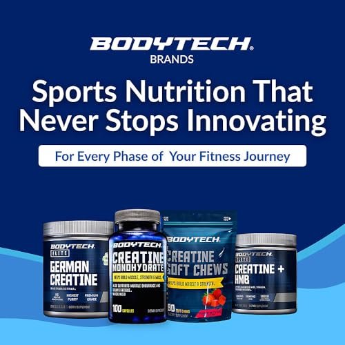 BodyTech Kreatin-Monohydrat Kapseln, mikronisiertes Kreatin für Männer und Frauen, 2250 mg pro Portion, Pre-Workout & Post-Workout Supplement, glutenfrei, zuckerfrei, 100 Kapseln