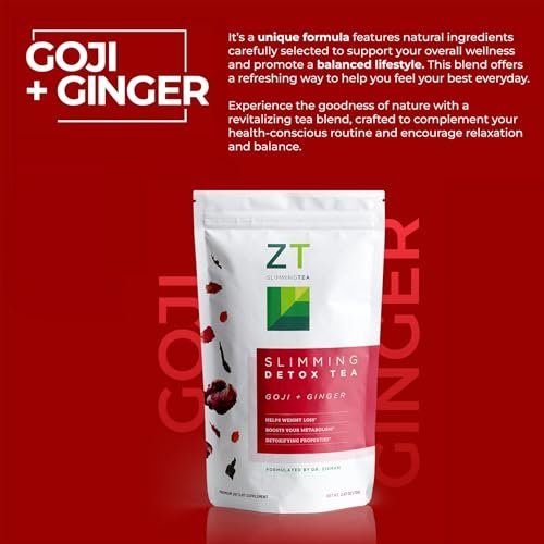 Dr. Zisman ZT Slimming – Goji-Ingwer Kräuterteemischung – Erfrischender Tee mit Goji-Beeren und Ingwerwurzel – 30-Tage-Wohlbefinden (30 Portionen)
