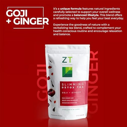 Dr. Zisman ZT Slimming – Goji-Ingwer Kräuterteemischung – Erfrischender Tee mit Goji-Beeren und Ingwerwurzel – 30-Tage-Wohlbefinden (30 Portionen)