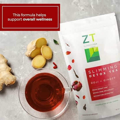 Dr. Zisman ZT Slimming – Goji-Ingwer Kräuterteemischung – Erfrischender Tee mit Goji-Beeren und Ingwerwurzel – 30-Tage-Wohlbefinden (30 Portionen)