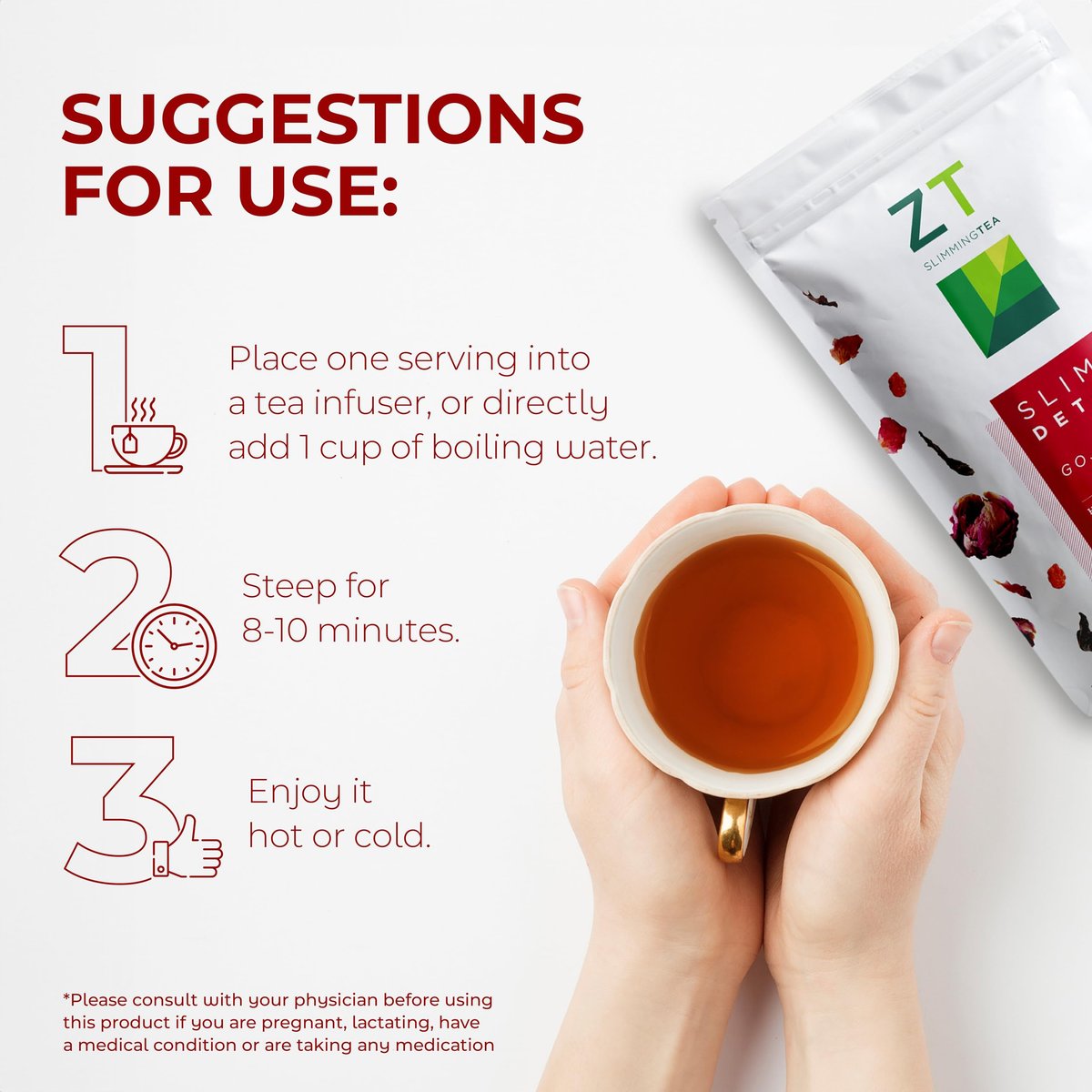 Dr. Zisman ZT Slimming – Goji-Ingwer Kräuterteemischung – Erfrischender Tee mit Goji-Beeren und Ingwerwurzel – 30-Tage-Wohlbefinden (30 Portionen)