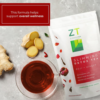 Dr. Zisman ZT Slimming – Goji-Ingwer Kräuterteemischung – Erfrischender Tee mit Goji-Beeren und Ingwerwurzel – 30-Tage-Wohlbefinden (30 Portionen)