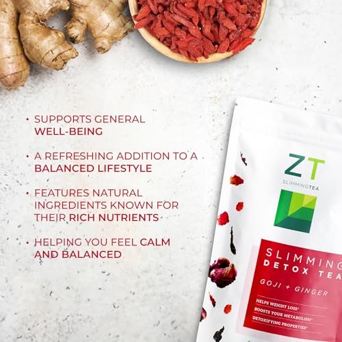 Dr. Zisman ZT Slimming – Goji-Ingwer Kräuterteemischung – Erfrischender Tee mit Goji-Beeren und Ingwerwurzel – 30-Tage-Wohlbefinden (30 Portionen)