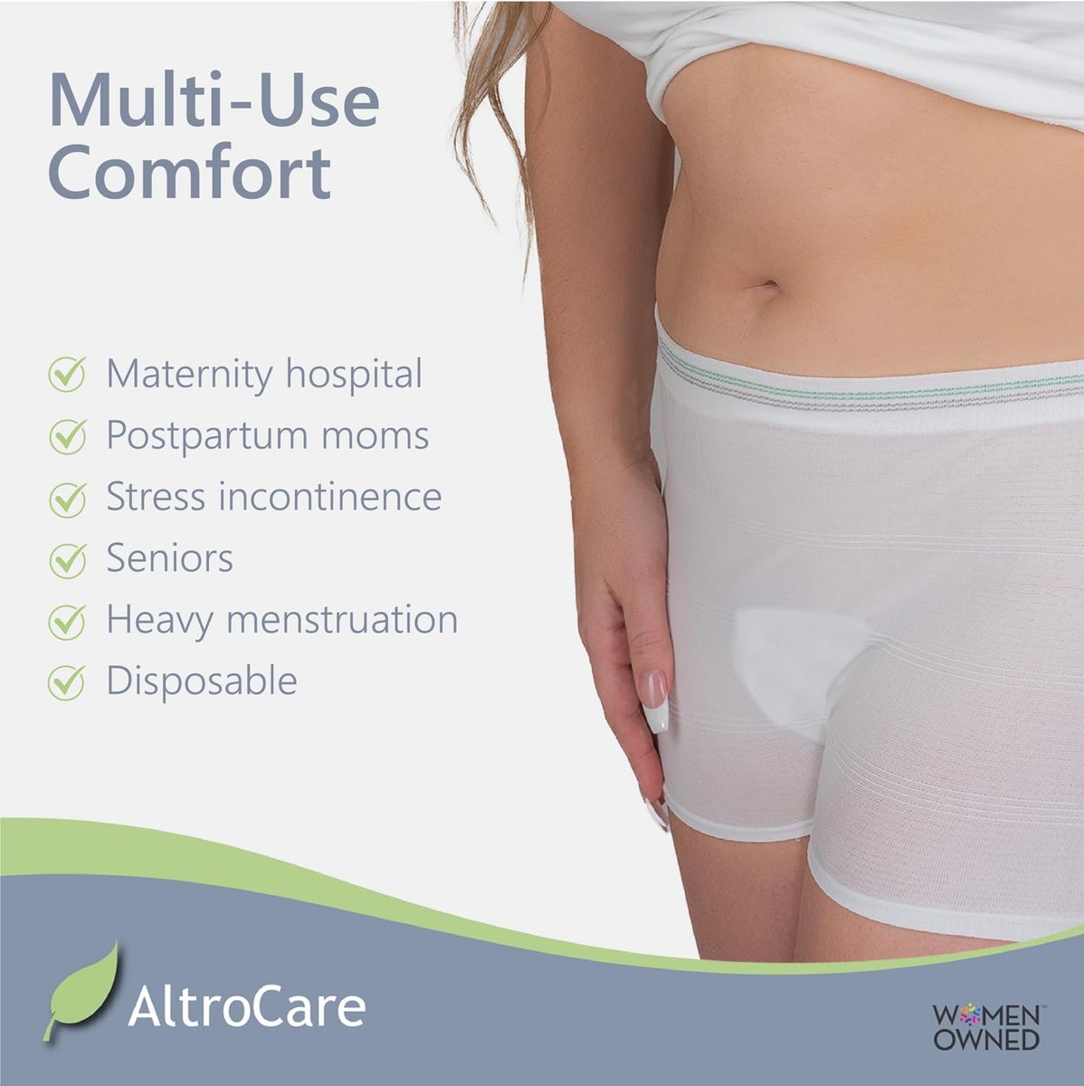 AltroCare 5er-Pack Einweg-Nahtlose Netzunterwäsche für Wochenbett und Inkontinenz – Größe L/XL. Hergestellt in den USA.