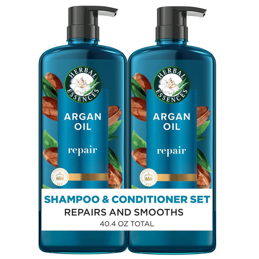 Herbal Essences Arganöl Reparatur Shampoo & Conditioner Set, Feuchtigkeit & Glätte, Parabenfrei, Farbsicher, pH-ausgeglichen, Zitrusduft, 20,2 Fl Oz, 2er-Pack