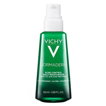 VICHY Normaderm Akne-Kontrolle Tägliche Feuchtigkeitspflege, ölfrei, mit 2% Salicylsäure + Hyaluronsäure + Vitamin C, gegen Mitesser, Unreinheiten und vergrößerte Poren