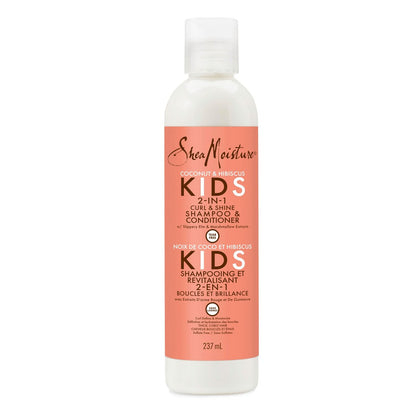 SheaMoisture 2-in-1 Shampoo und Conditioner für Kinder mit Kokosnuss und Hibiskus – Kokosnussöl für trockenes Haar und Locken, 237 ml