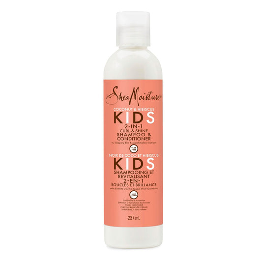 SheaMoisture 2-in-1 Shampoo und Conditioner für Kinder mit Kokosnuss und Hibiskus – Kokosnussöl für trockenes Haar und Locken, 237 ml