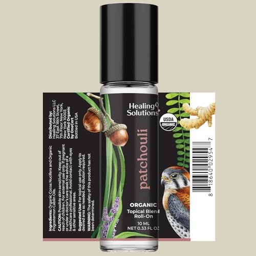 Healing Solutions (2er-Pack) USDA-zertifiziertes Bio-Patschuli-Öl Roll-On Set, Patschuli Körper- & Haut-Roller Parfüm für Erwachsene