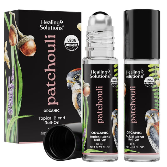 Healing Solutions (2er-Pack) USDA-zertifiziertes Bio-Patschuli-Öl Roll-On Set, Patschuli Körper- & Haut-Roller Parfüm für Erwachsene